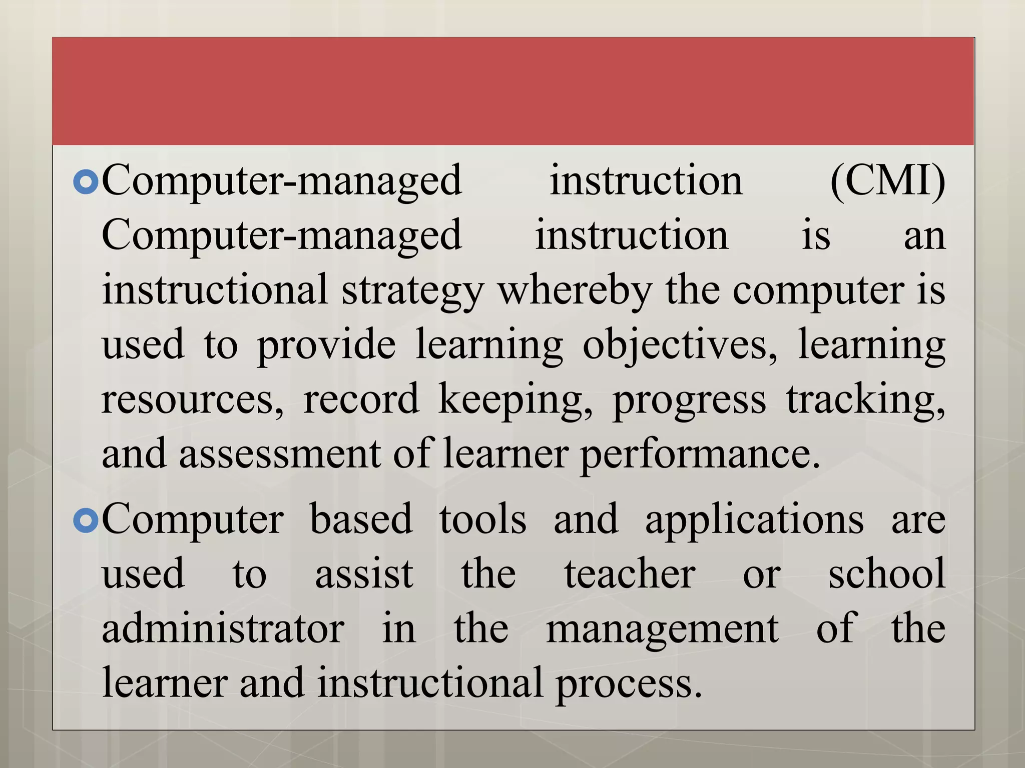 Computer Assisted Instruction (CAI) | PPTX | Educational Assessment ...