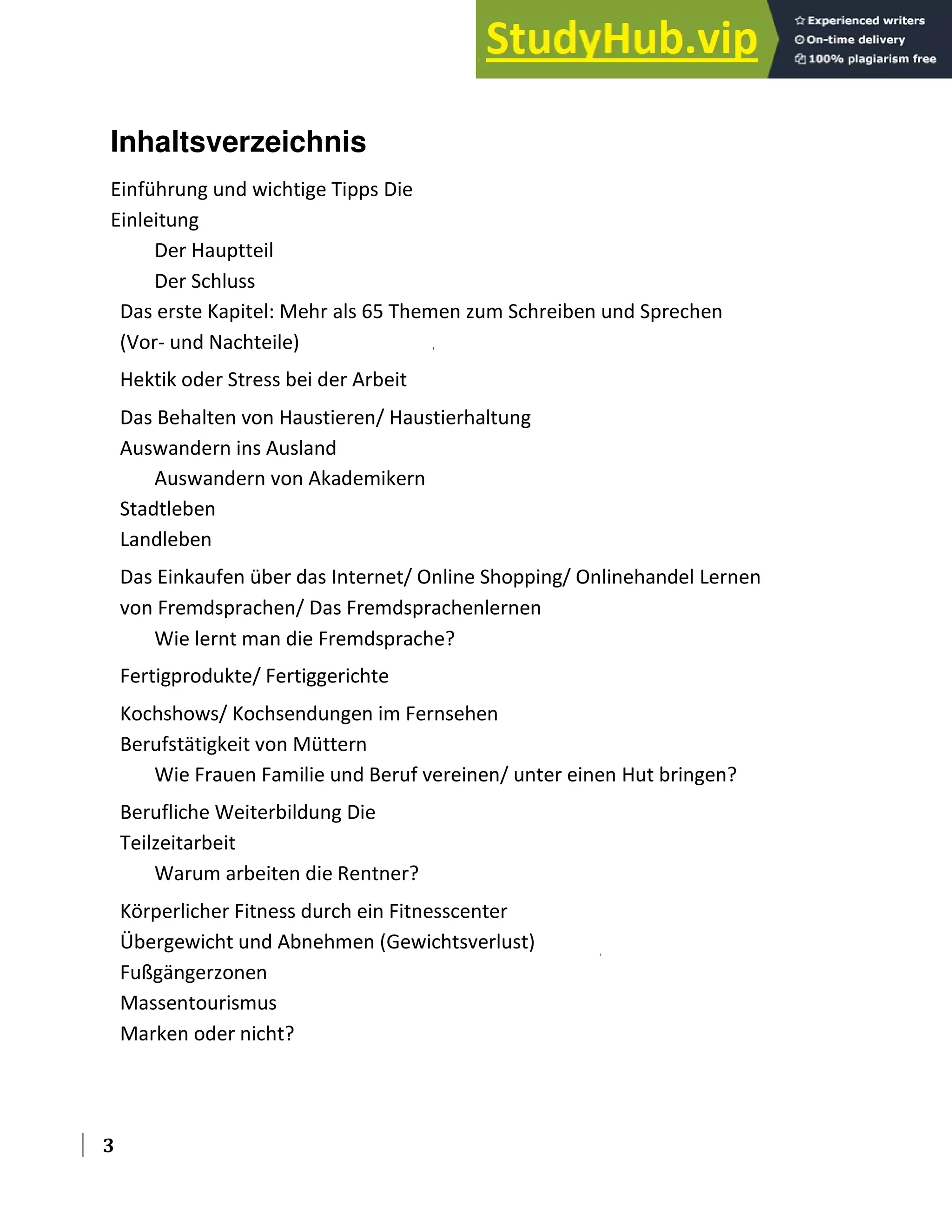 Präsentation B2 Sprechen Themen Pdf 65 Themen Zum Schreiben Und Sprechen (Vor-Und Nachteile) B2 C1 | PDF