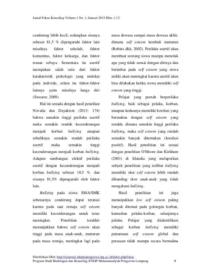 PENINGKATAN SELF ESTEEM SISWA KORBAN BULLYING MELALUI 