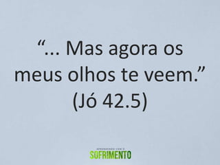 “... Mas agora os
meus olhos te veem.”
(Jó 42.5)
 