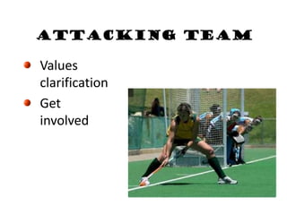 Attacking team
Values
clarification
Get
involved
 