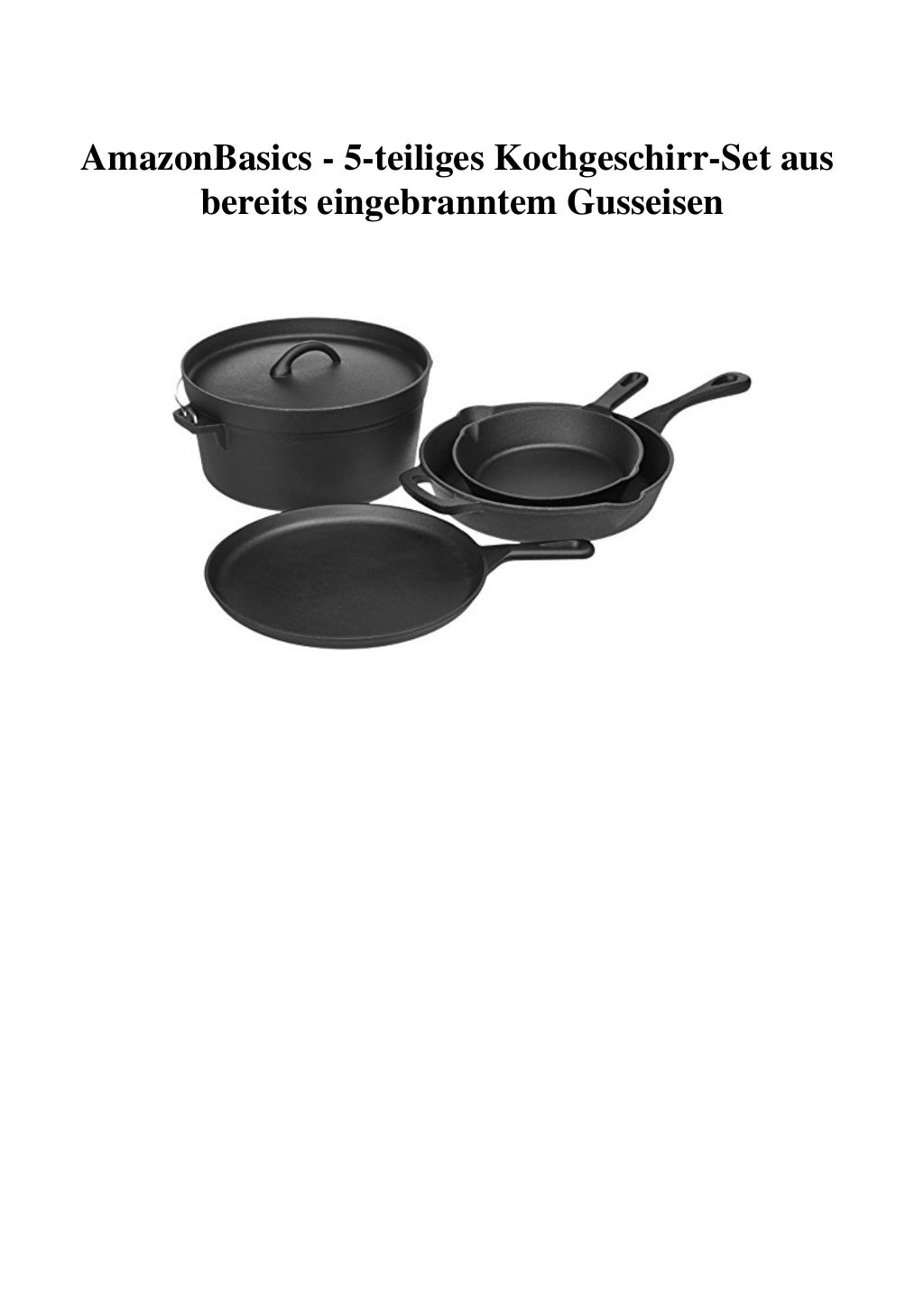AmazonBasics - 5-teiliges Kochgeschirr-Set aus bereits eingebranntem…