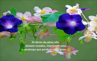 As dores da alma não
 deixam recados, imprimem uma
sentença que perdura pelos anos.
 