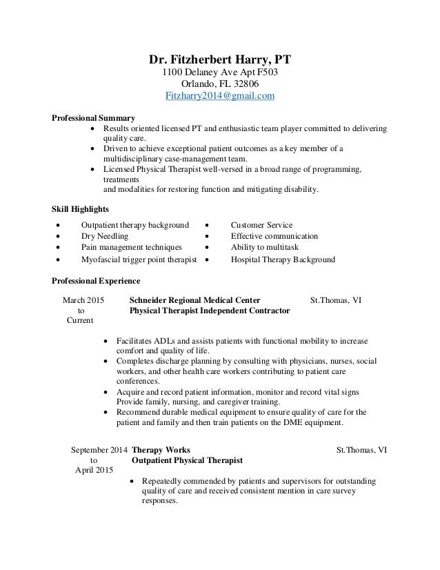 Physical Therapy Cv Template