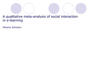 A qualitative meta-analysis of social interaction  in e-learning Melanie Johnston 