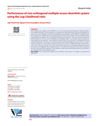 2
}






(21)
Dựa vào phương trình xấp xỉ được đề xuất bởi Viterbi
(1998)16 như sau:
log(∑t exp(ζt)) ≈ max
t
(ζt) (22)
Phương trình (21) viết lại:
LLR(bm) = − min
Sα ∈S1
m
(
1
N0
||Yik −HikSα ||2
)
+ min
Sβ ∈S0
m
(
1
N0
 