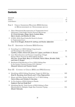 RNA and DNA Editing Methods and Protocols 1st Edition H. Ulrich ...