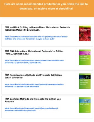 RNA and DNA Editing Methods and Protocols 1st Edition H. Ulrich ...