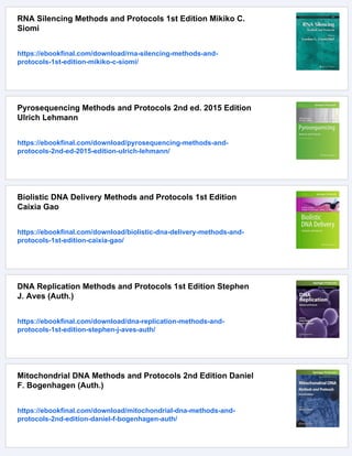 RNA and DNA Editing Methods and Protocols 1st Edition H. Ulrich ...