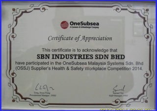 2 6 Appreciation Certificate 14 Onesubsea Sbn Industries
