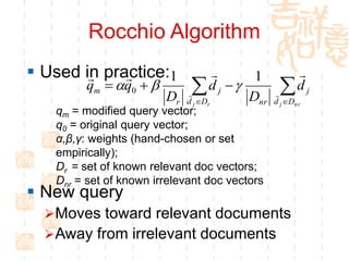 Rocchio Algorithm Classic Algorithm Modern information Retrieval-Relevance Feedback | PPT