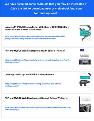 Learning PHP MySQL JavaScript and CSS 2nd Edition Robin Nixon | PDF