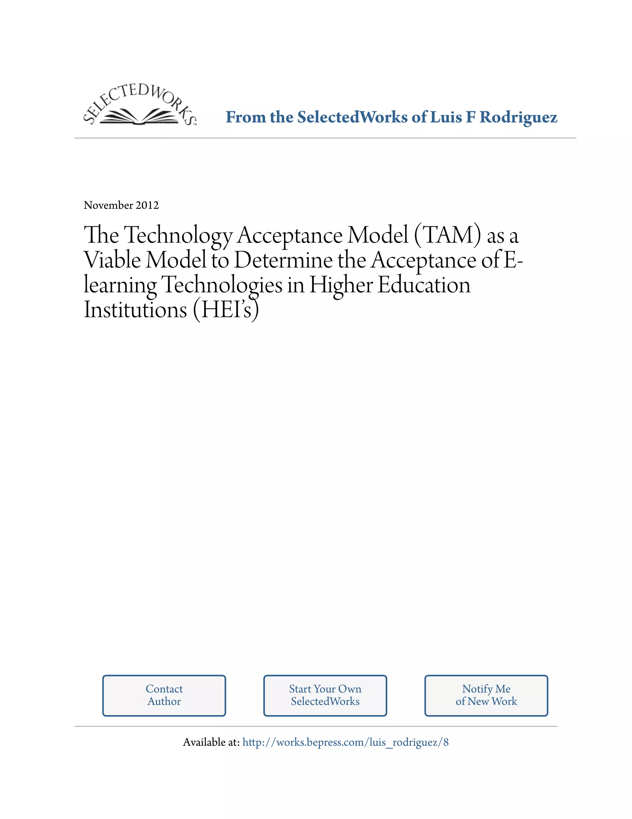The Technology Acceptance Model (TAM) as a | PDF