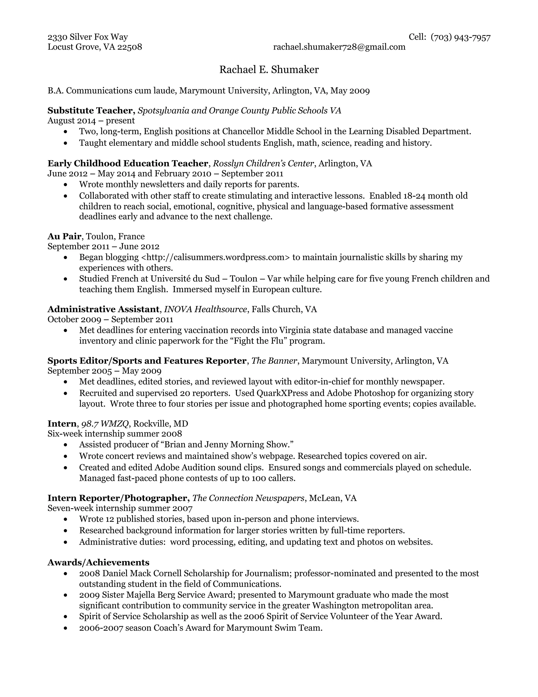 Rachael journalism resume 02 20 15 - Rachael Journalism Resume 02 20 15 1 2048 