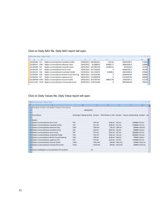 Click on Daily NAV file. Daily NAV report will open.
Click on Daily Values file. Daily Value report will open.
11
 