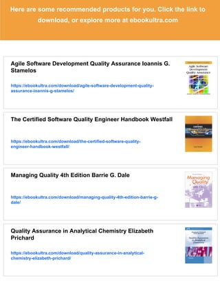 Handbook of Software Quality Assurance 4th ed Edition G. Gordon ...