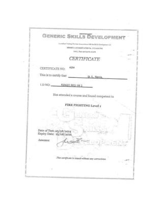 Fire Fighting Level 1 Certificate