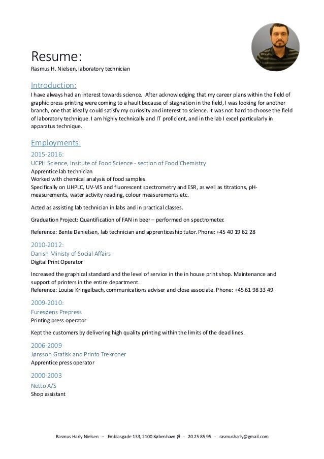 cv engelsk cv for technician