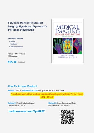 Comprehensive Solutions Manual for Medical Imaging Signals and Systems ...
