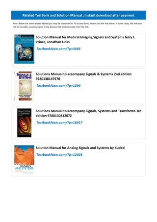 Comprehensive Solutions Manual for Medical Imaging Signals and Systems ...