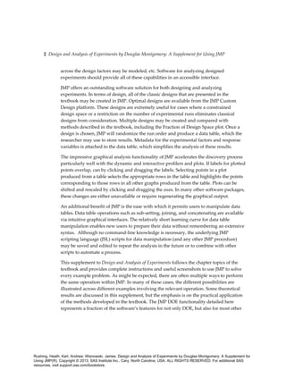 Design and Analysis of Experiments by Douglas Montgomery: A Supplement ...