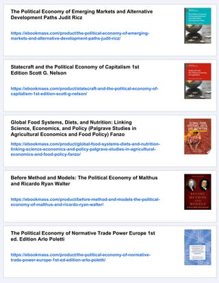 The Political Economy of Agricultural and Food Policies Johan Swinnen | PDF
