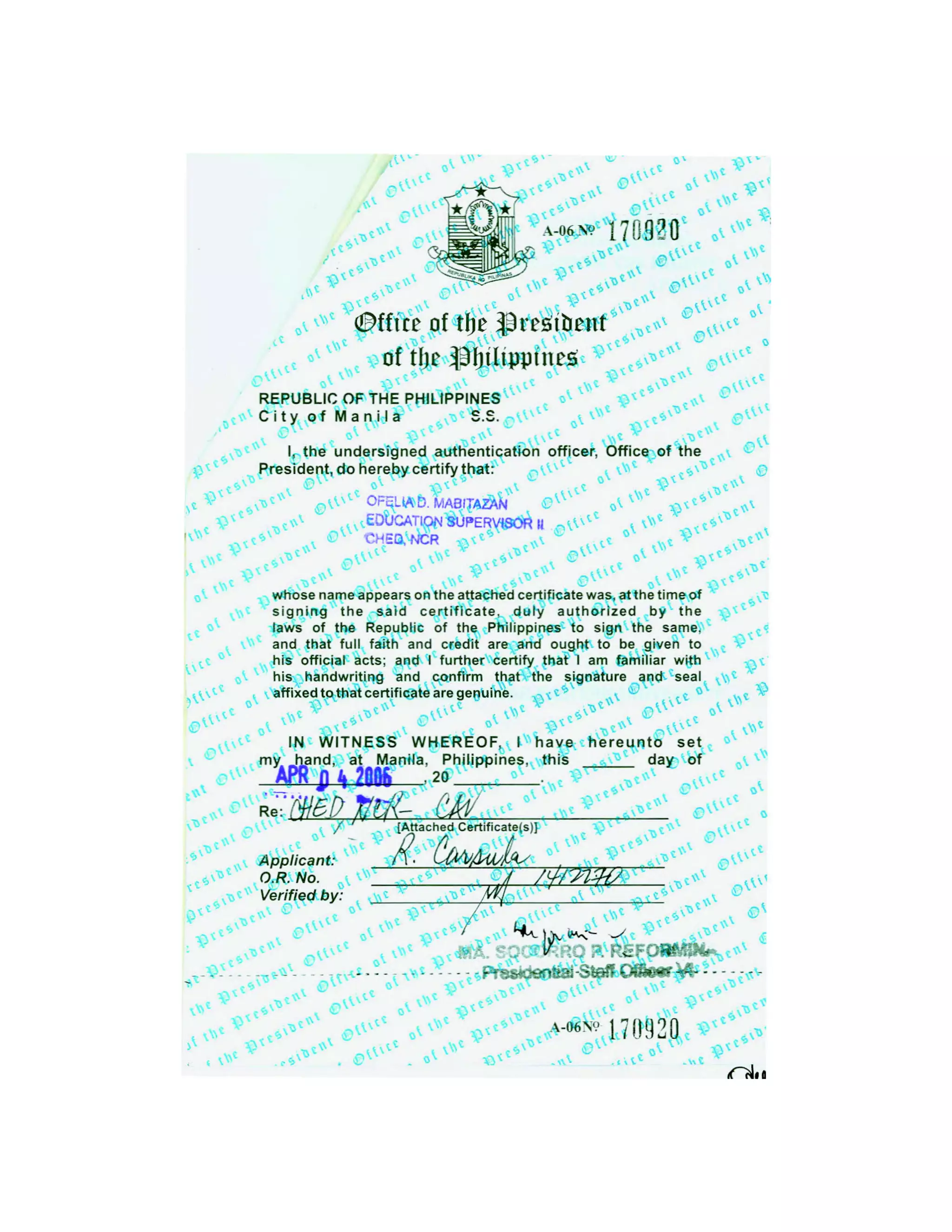 Randie Carsula - Red Ribbon Copy of Diploma and Transcript of Records ...