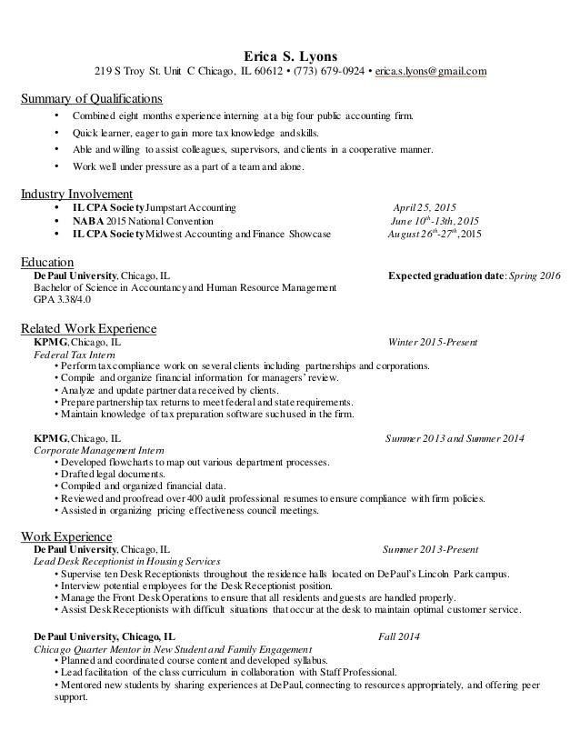 lyons erica resume accounting firm resumes