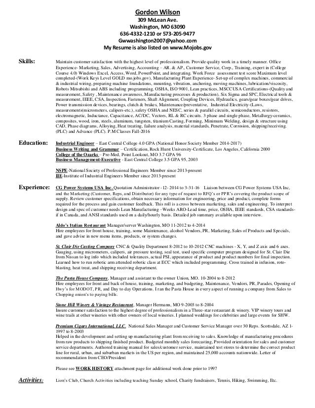Gordon Wilson Resume - Gordon Wilson Resume 1 638 