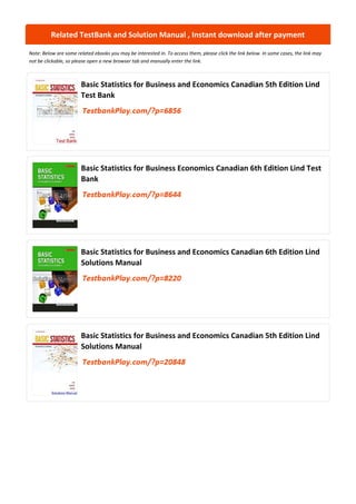 Basic Statistics for Business and Economics Canadian 4th Edition Lind ...