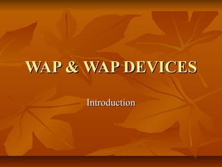 WAP & WAP DEVICES
      Introduction
 