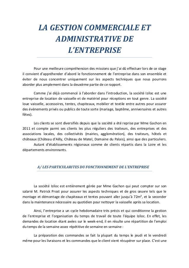 rapport de stage gestion administration