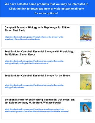 Solution Manual for Campbell Essential Biology with Physiology 4th ...
