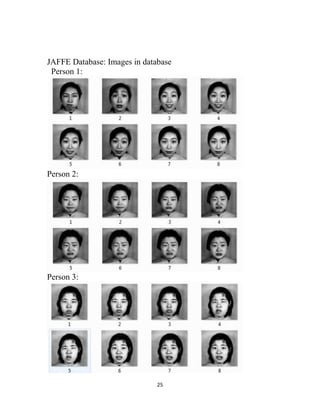 25
JAFFE Database: Images in database
Person 1:
Person 2:
Person 3:
 
