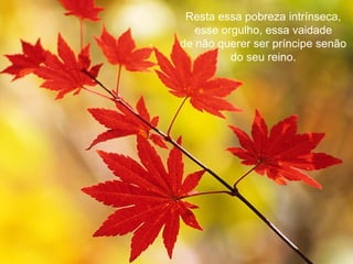 Resta essa pobreza intrínseca,
   esse orgulho, essa vaidade
de não querer ser príncipe senão
          do seu reino.
 