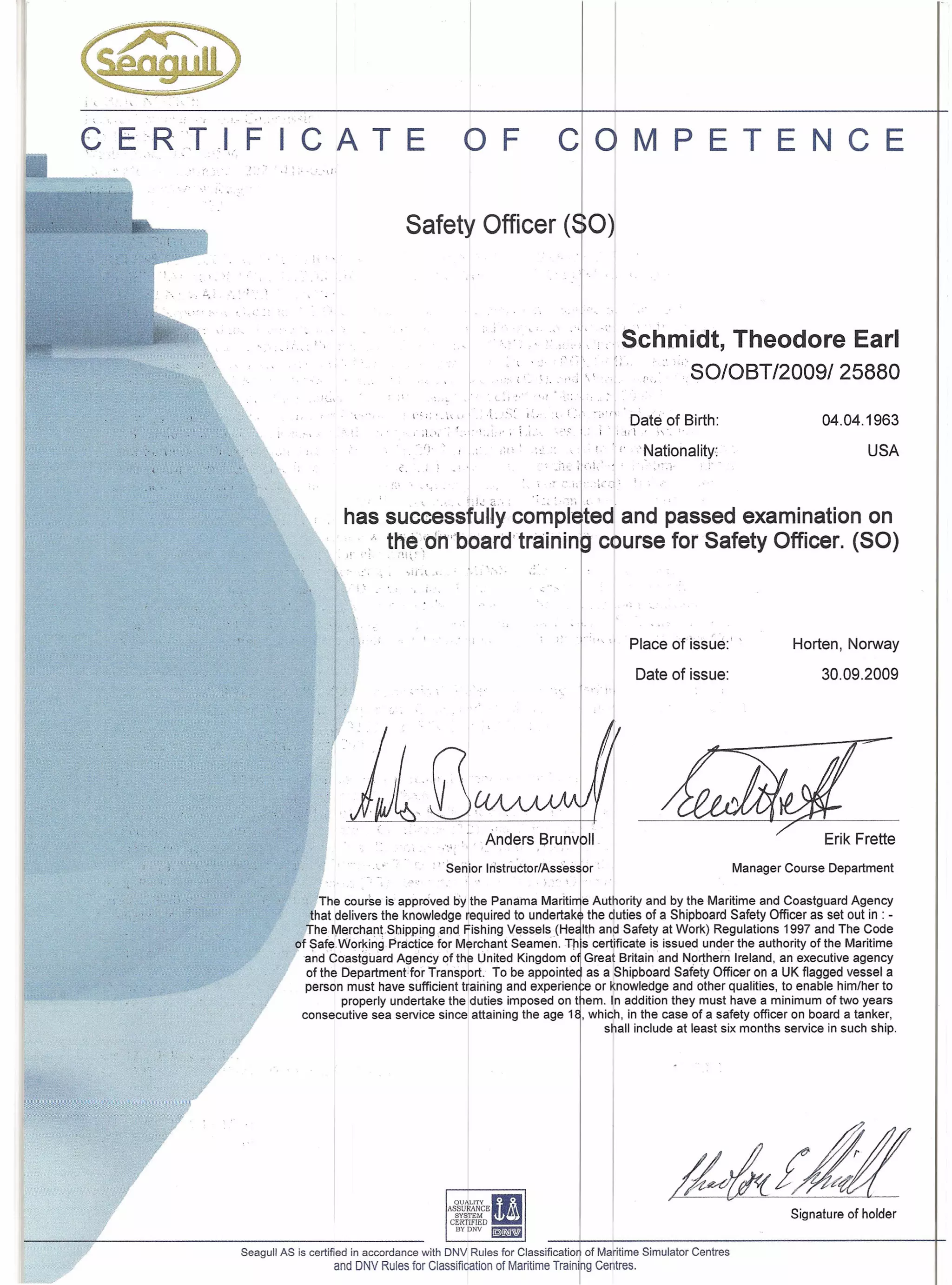 seagull certificates_Doc0001 PDF Cruises Travel Type