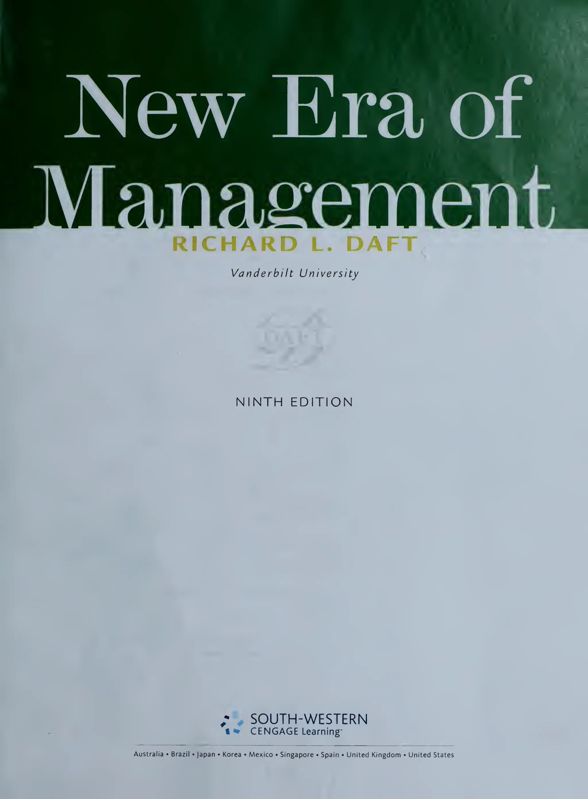 Ebook) The New Era of Management by R L Daft ISBN 9780324323313