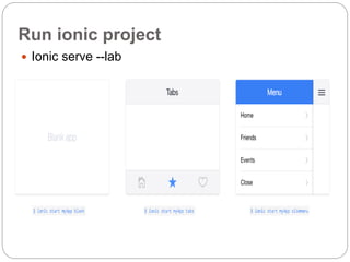 Run ionic project
 Ionic serve --lab
 