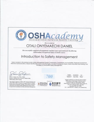 INTRODUCTION TO SAFETY MANAGEMENT