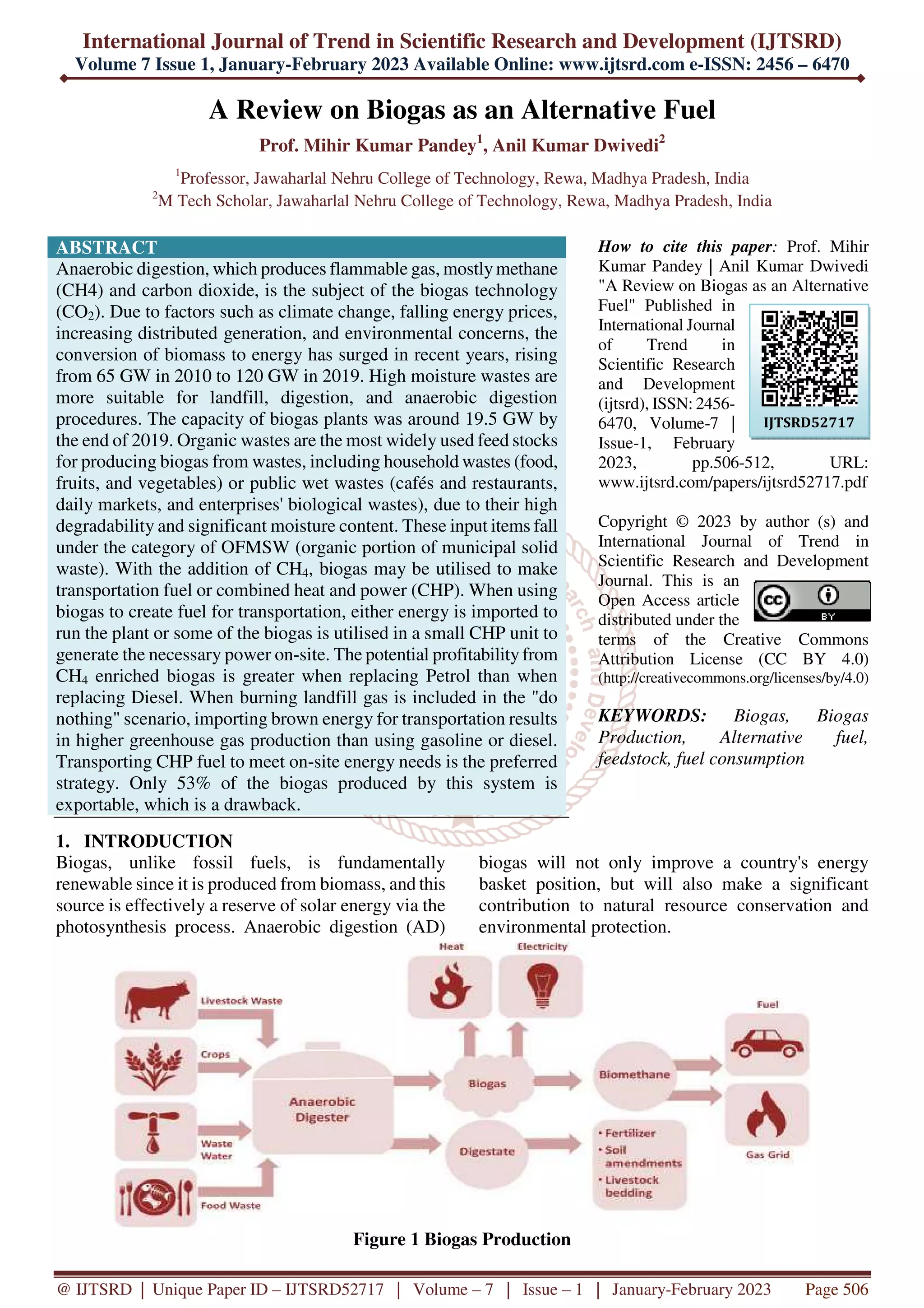 A Review on Biogas as an Alternative Fuel | PDF