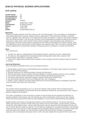 Applied Science Course Bachelor of Applied Science Course Structure with Unit Outlines | PDF