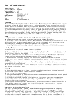 Bachelor of Applied Science Course Structure with Unit Outlines | PDF