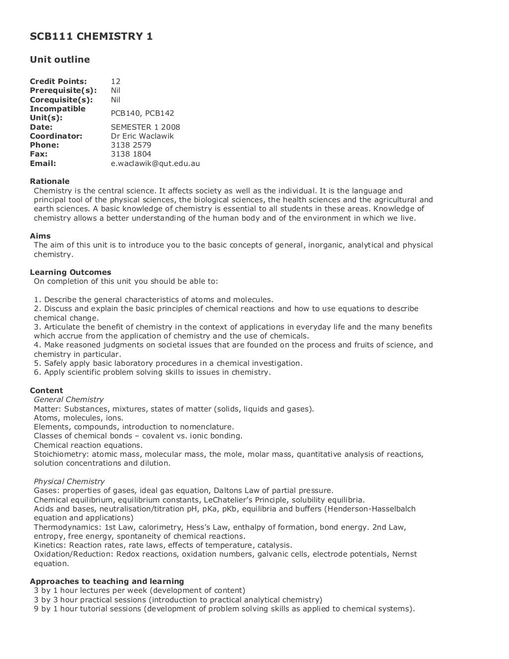 Bachelor of Applied Science Course Structure with Unit Outlines
