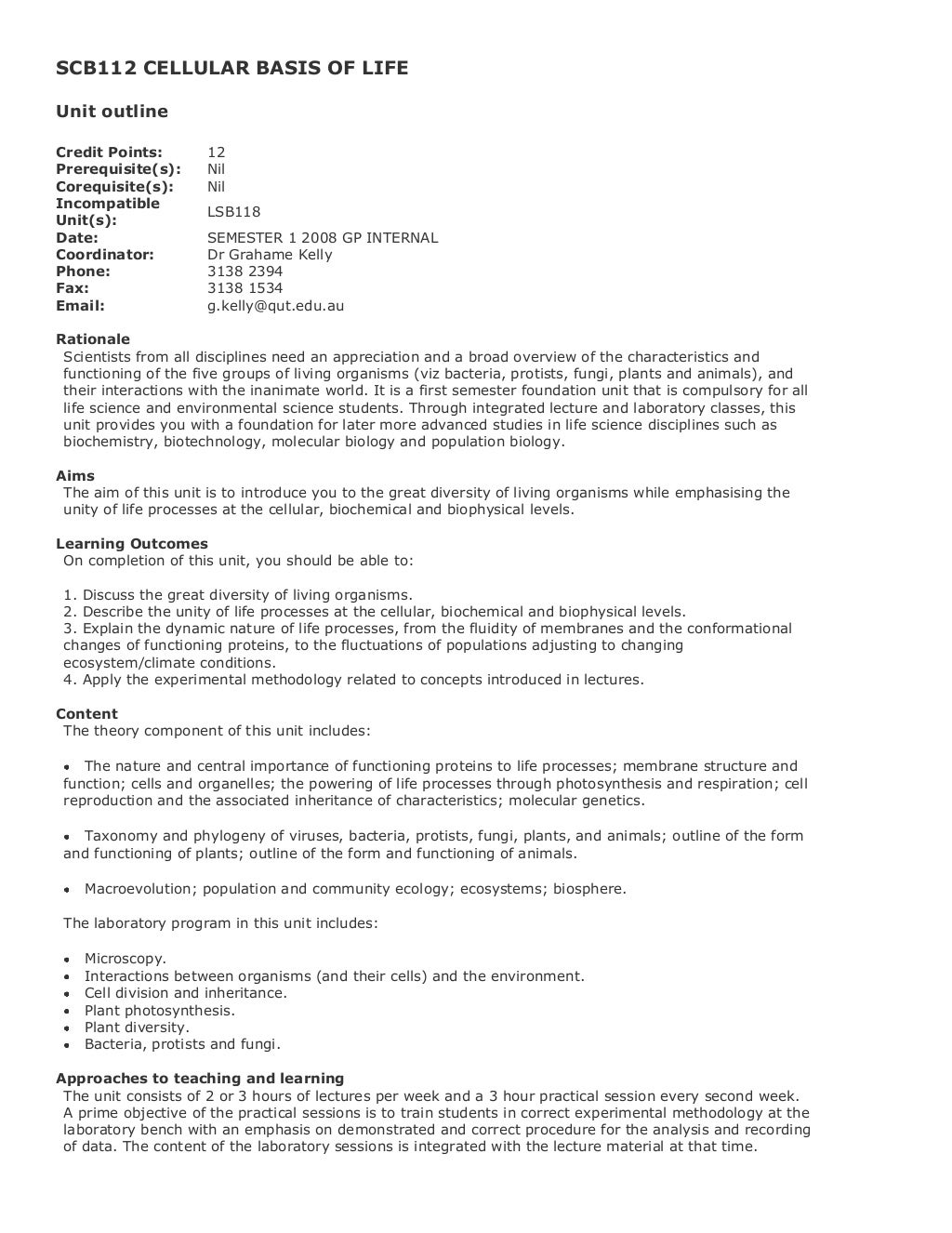 Bachelor of Applied Science Course Structure with Unit Outlines