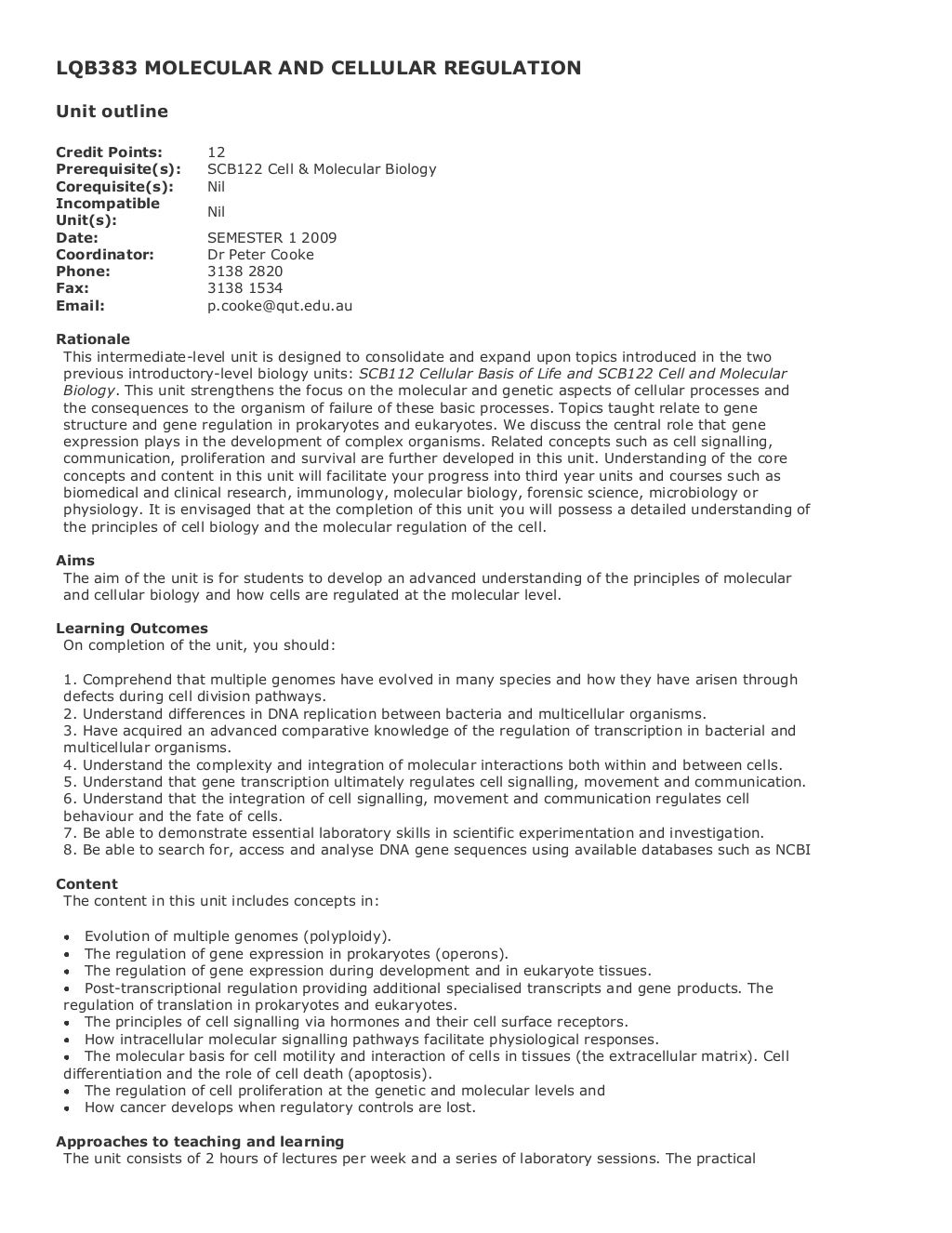 Bachelor of Applied Science Course Structure with Unit Outlines