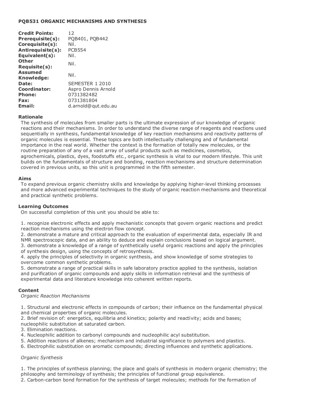 Bachelor of Applied Science Course Structure with Unit Outlines