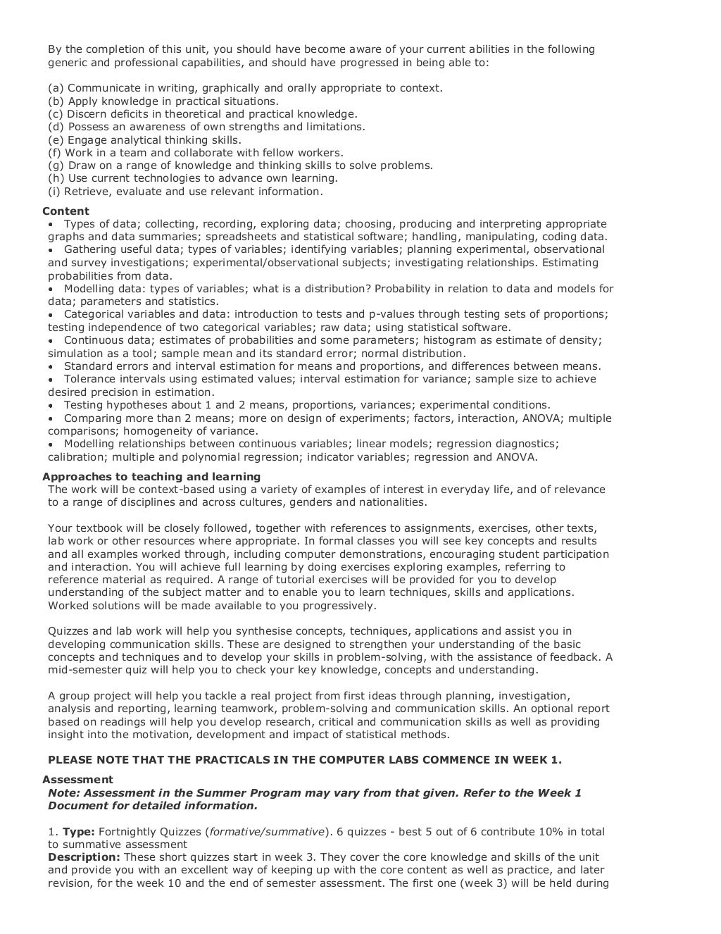 Bachelor of Applied Science Course Structure with Unit Outlines