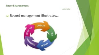 Record Management
-Janita Raikar
 Record management illustrates…
 