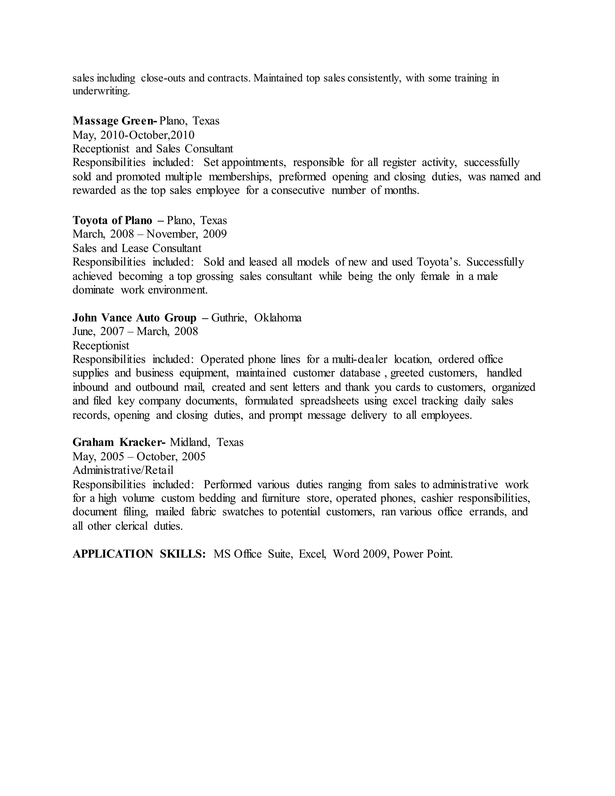 Susannah Hill Resume 1 | DOCX | Sales | Business