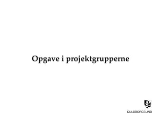 Opgave i projektgrupperne
 